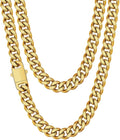 Fiusem Silver Tone Cuban Link Chain Necklace for Men, 18-28 in