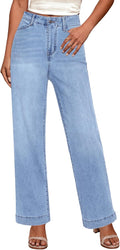 GRAPENT Wide Leg Jeans Woman High Waisted - Classic Stretchy Denim