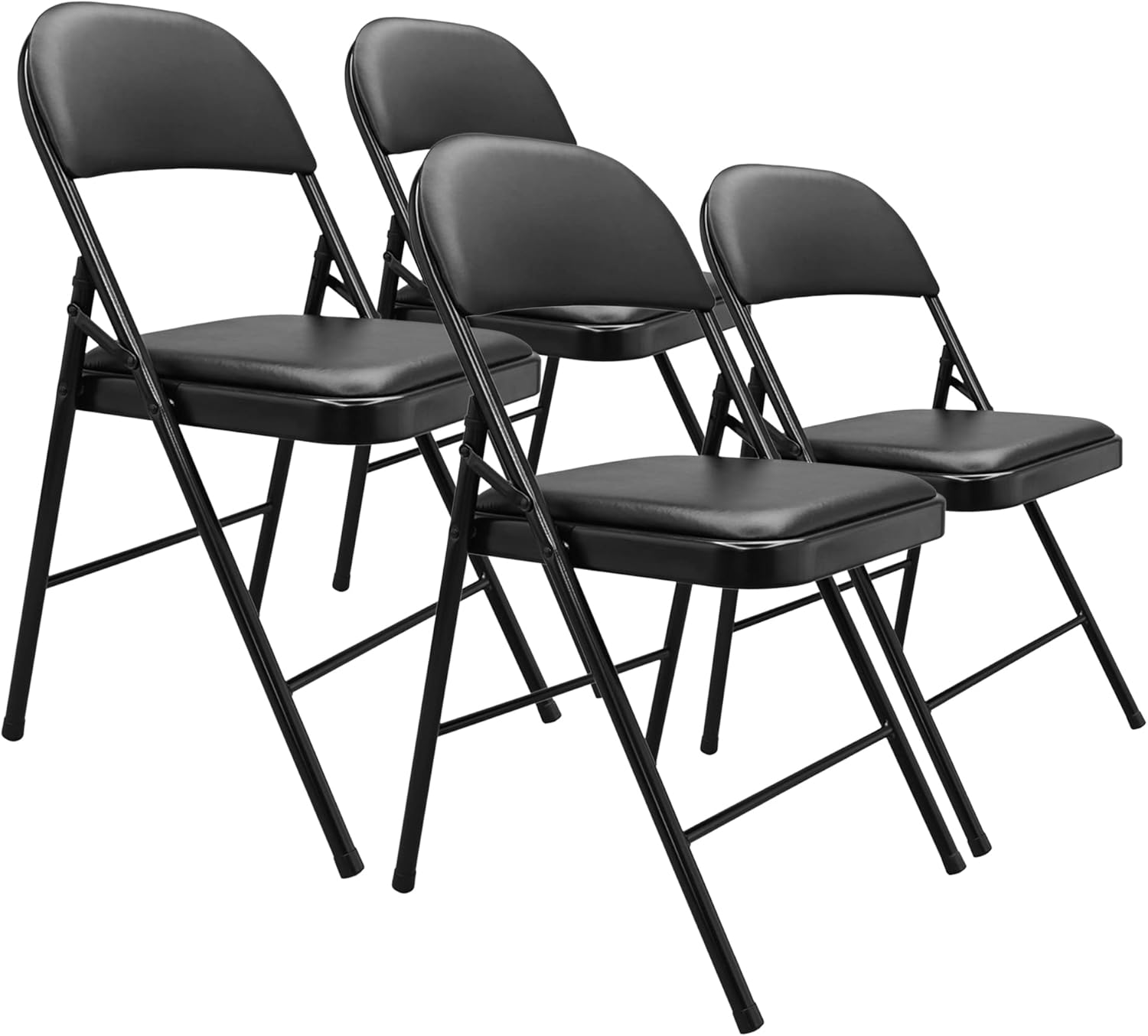 Comfortable Vinyl-Padded Folding Chairs, Set of 4