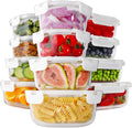 Glass Meal Prep Containers 24pc Set - 12 Glass Bowls with White