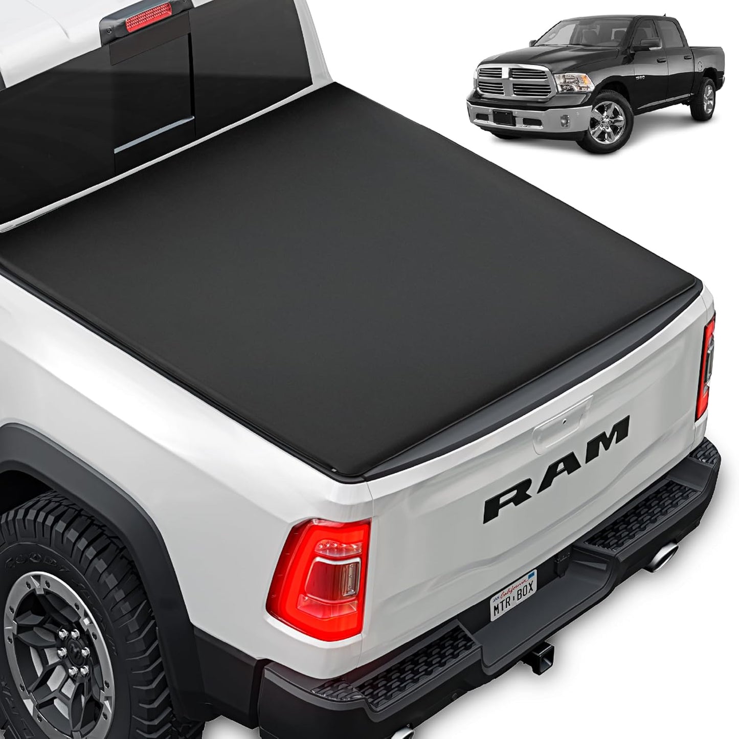 Tonneau Cover Soft Tri-Fold for Ram 1500, 2500, 3500 Trucks