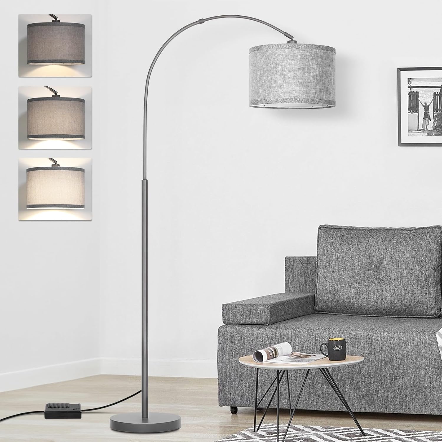 Arc Floor Lamp with Dimmer for Living Room and Bedroom Use
