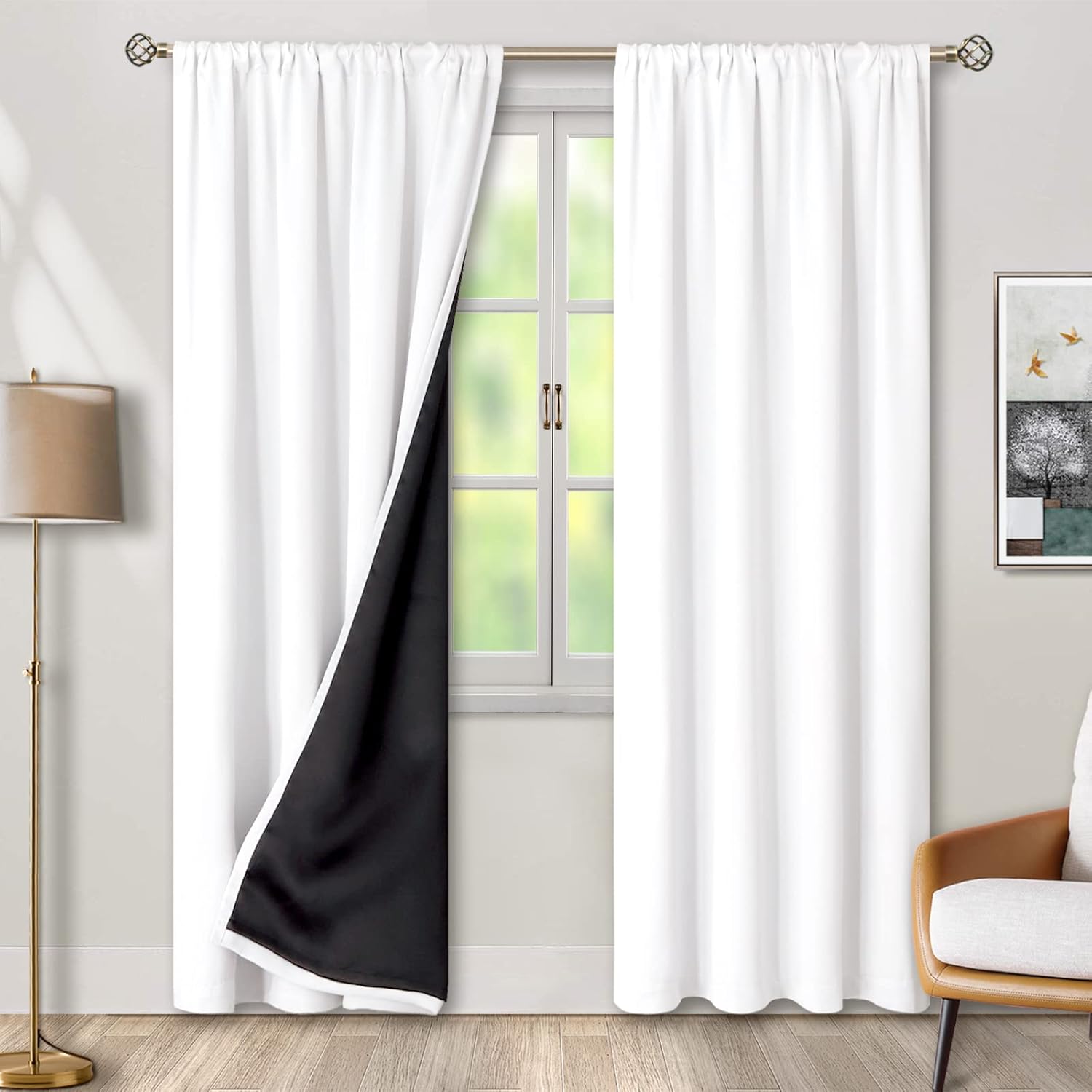 BGment Long White Blackout Curtains for Living Room 90 Inch