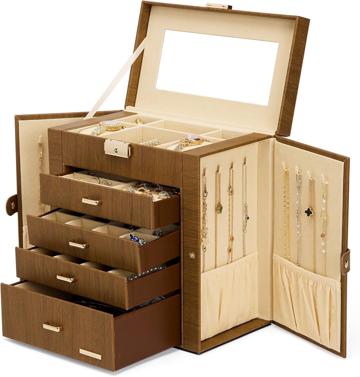 Homde Synthetic Leather Jewelry Box Organizer for Watches and More