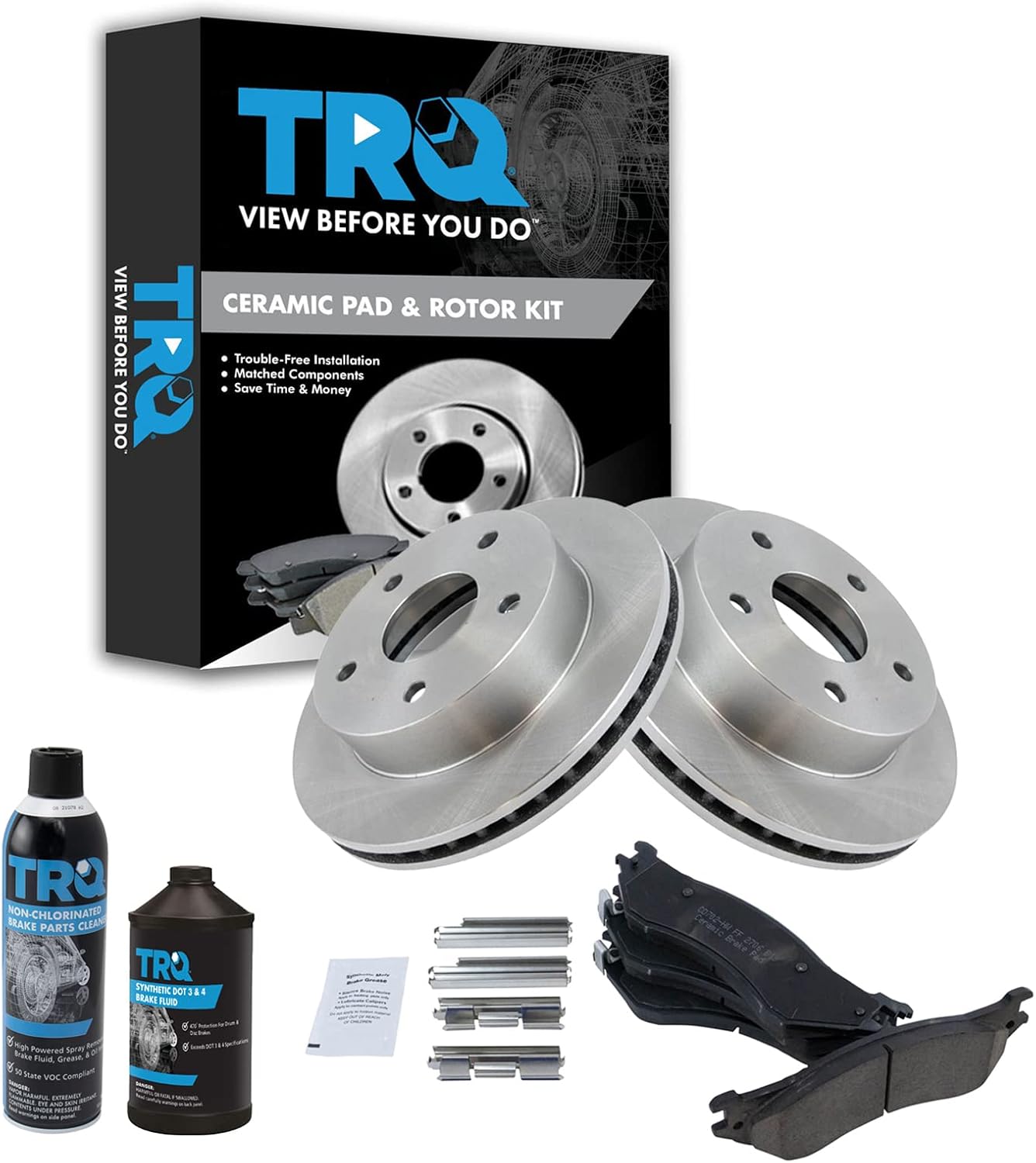 TRQ Front Brake Pad & Rotor Kit for 2000-2001 Dodge Ram 1500