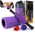 5 in 1 Foam Roller Set Purple for Deep Tissue Massage - Travel Ready