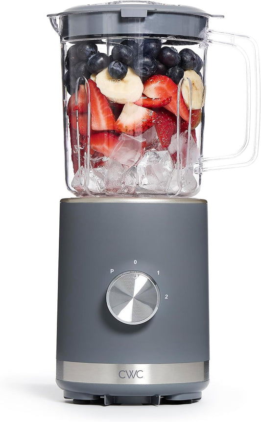 300W 2-Speed Blender: Pulse Control, Stainless Steel Blades, 25oz Jar, Grey