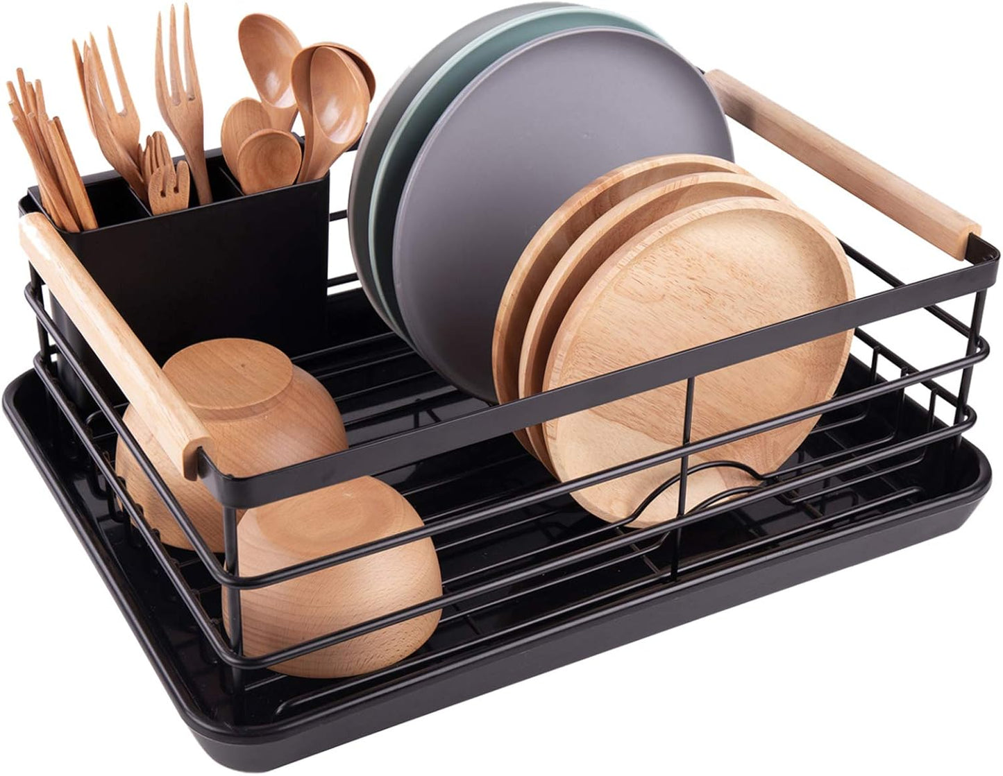 Dish Drying Rack with Removable Cutlery Holder & Drainboard