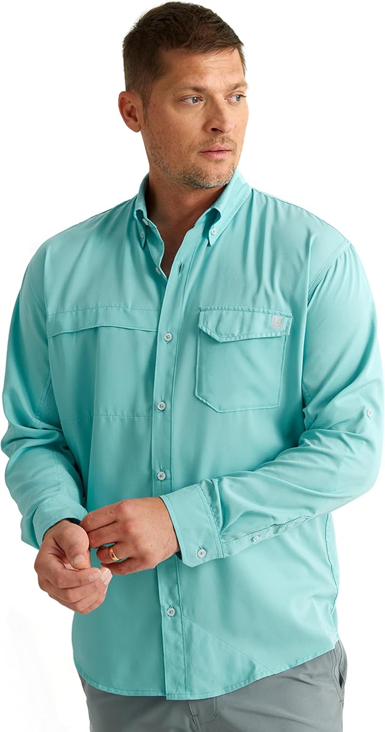 HUK Men's Tide Point Long Sleeve Button Down Shirt Review