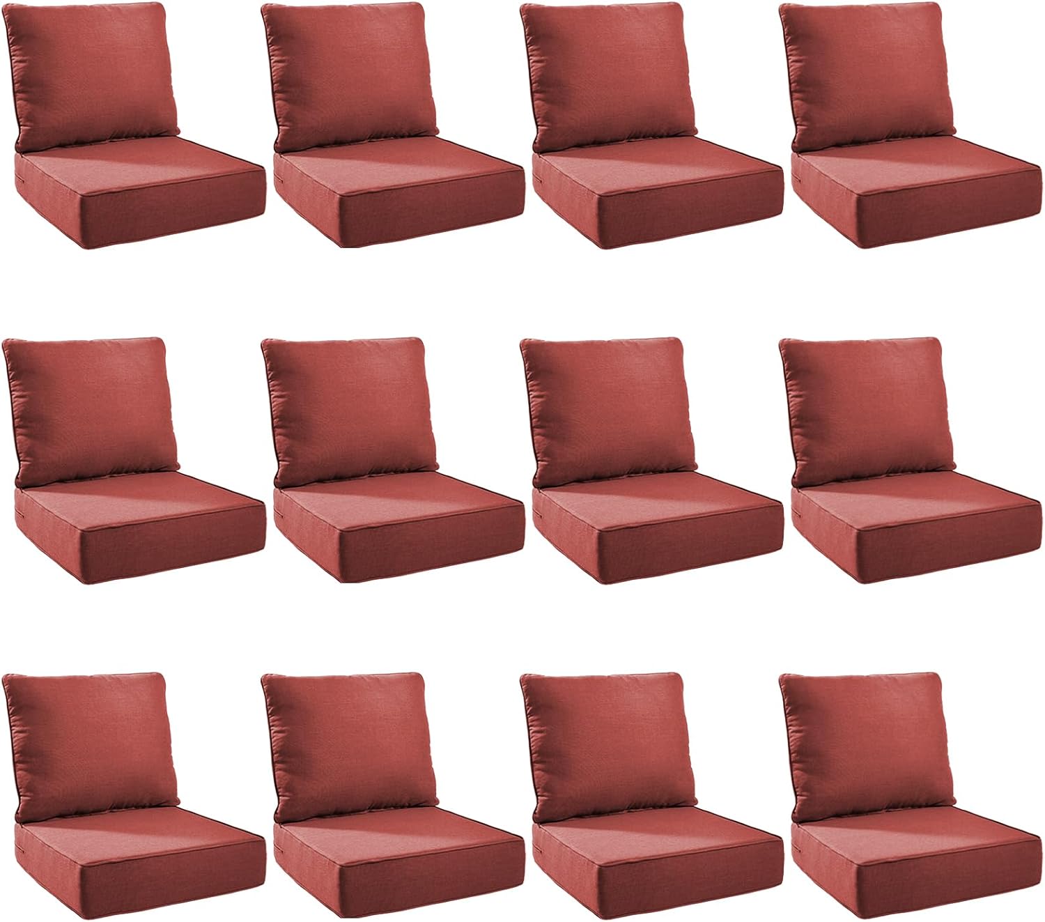 Outdoor Cushion Set for Patio Furniture - 12-Pack Red Cushions