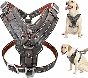 Genuine Leather Large Dog Harness for Big Breeds by PET ARTIST