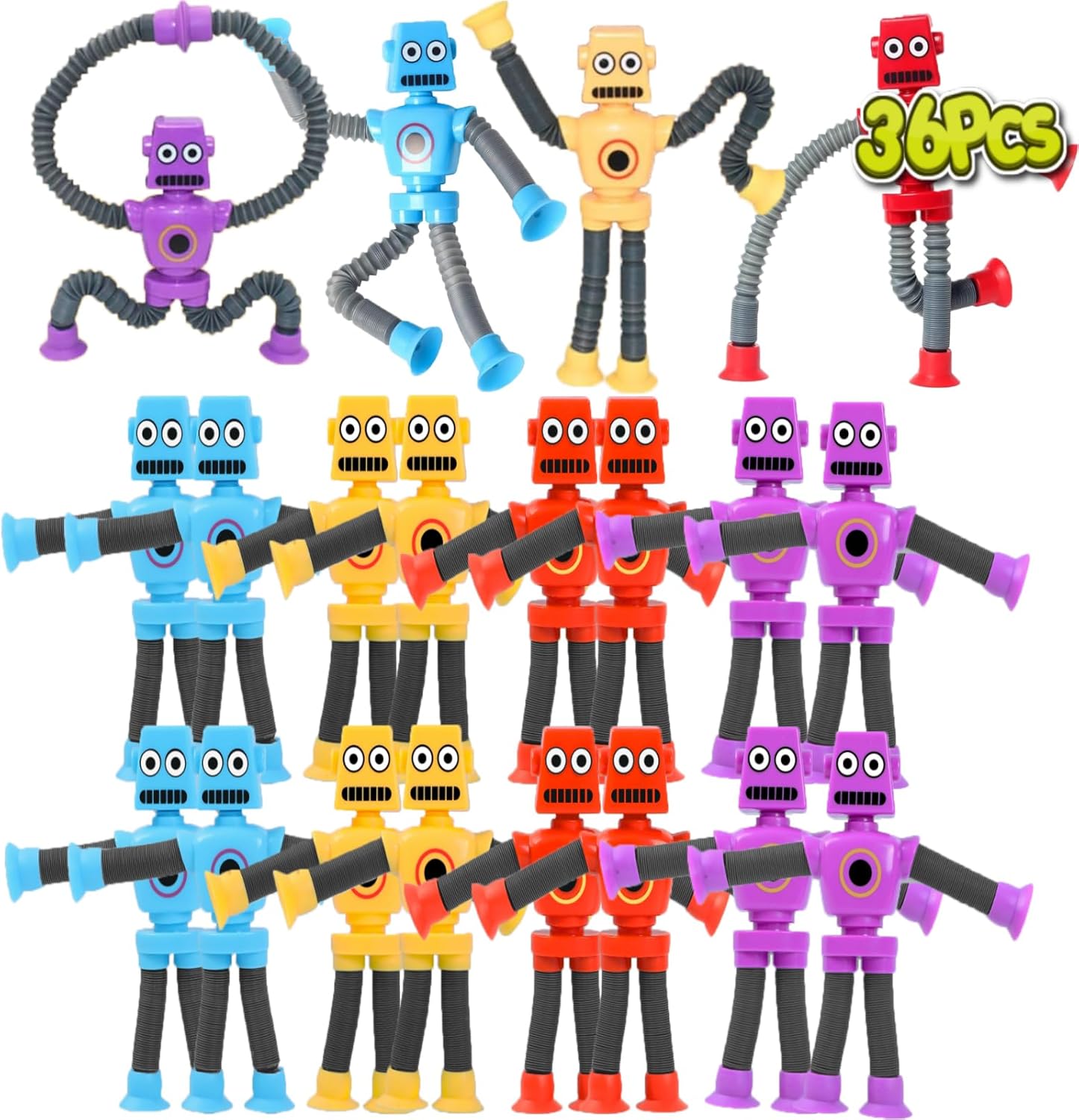 36PCS Telescopic Suction Cup Robot Toy for Kids and Toddlers