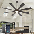 Large Ceiling Fan with Light 66 in 8-Blade - Quiet Reversible DC Motor