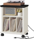 Record Player Stand with Charging Station - 24in Mid-Century Turntable