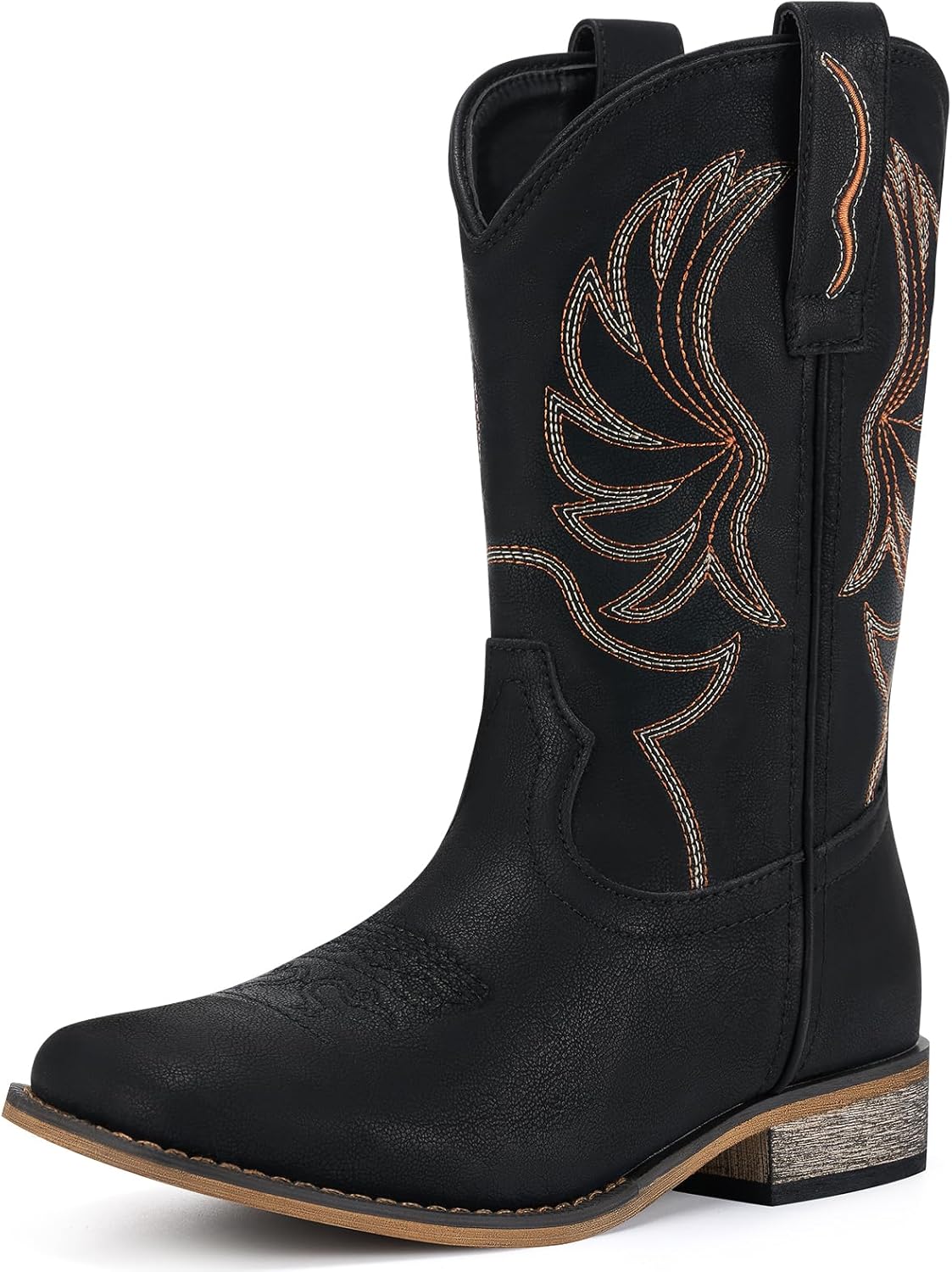 Rollda Kids Cowboy Boots for Boys Girls with Square Toe Design