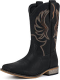 Kids Cowboy Boots with Walking Heel - Square Toe Western Boots
