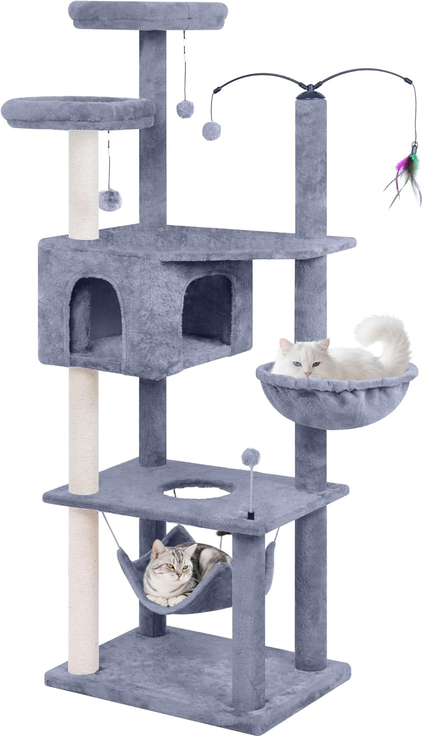 Big Cat Tree with Multi-Level Condo and Hammocks for Cats