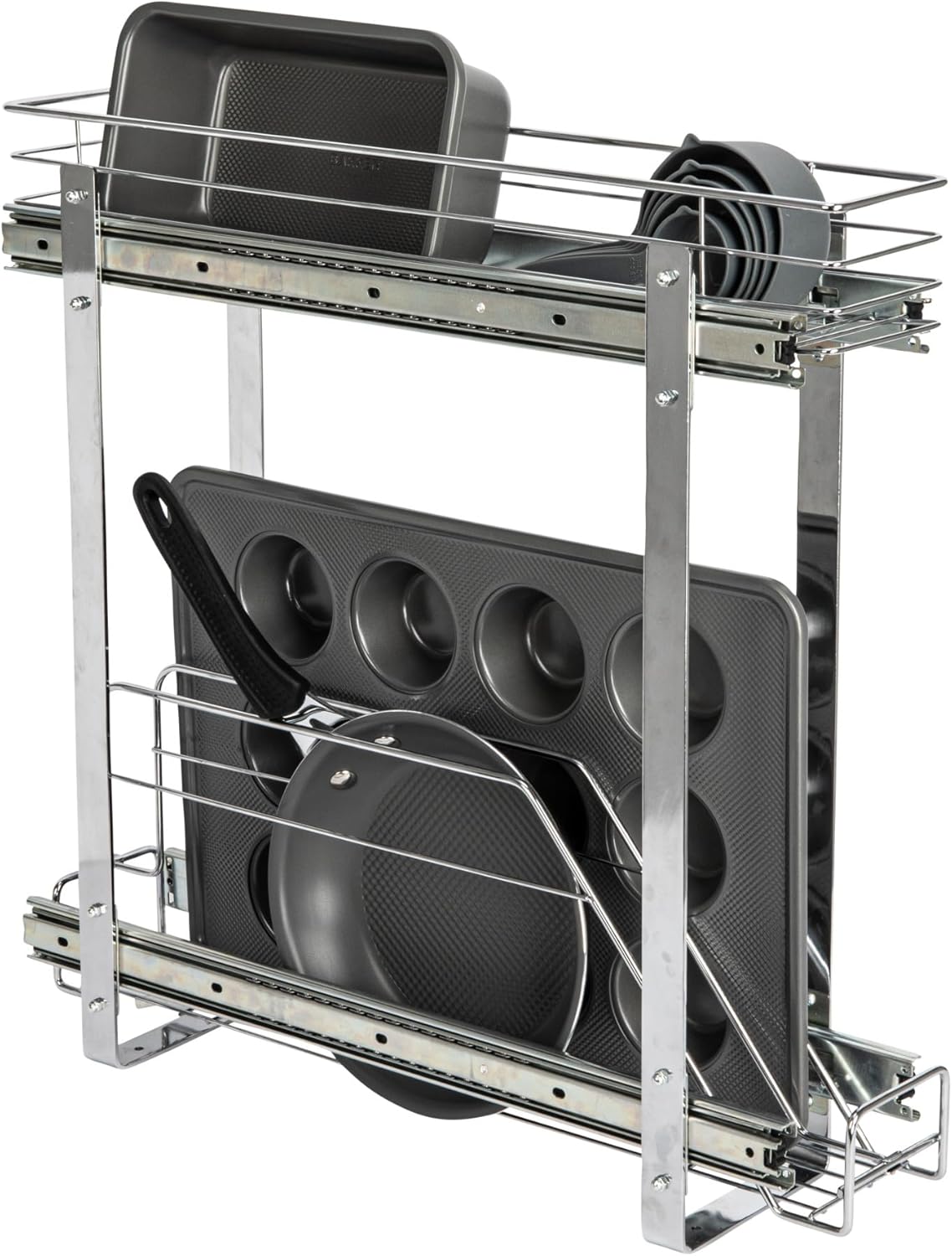 Glidez Chrome-Plated Steel Pull-Out Storage Organizer for Cookware
