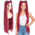 Long Red Wig with 2 Ponytails for Women - Anime Cosplay