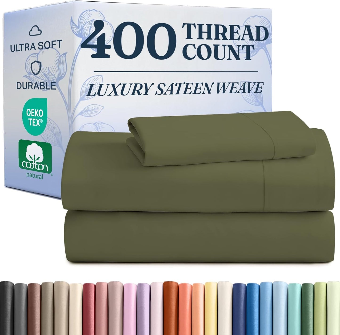 400 Thread Count Cotton Twin Sheet Set for Comfortable Sleep