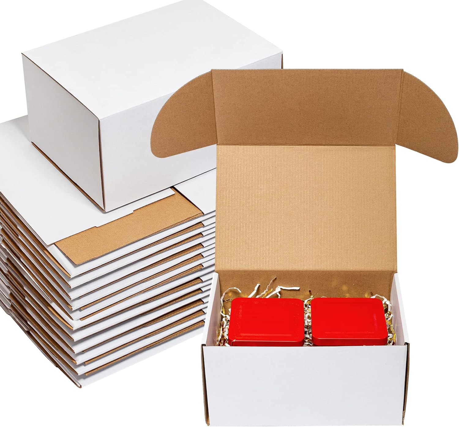 10x7x5 Shipping Boxes - 25 Pack White Corrugated Cardboard