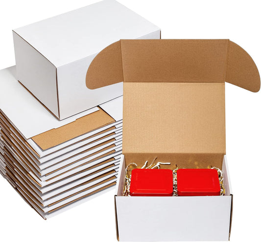 10x7x5 Shipping Boxes - 25 Pack White Corrugated Cardboard