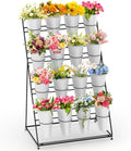 Flower Display Stand 4 Layers with 16 Round Buckets - Mobile Ladder