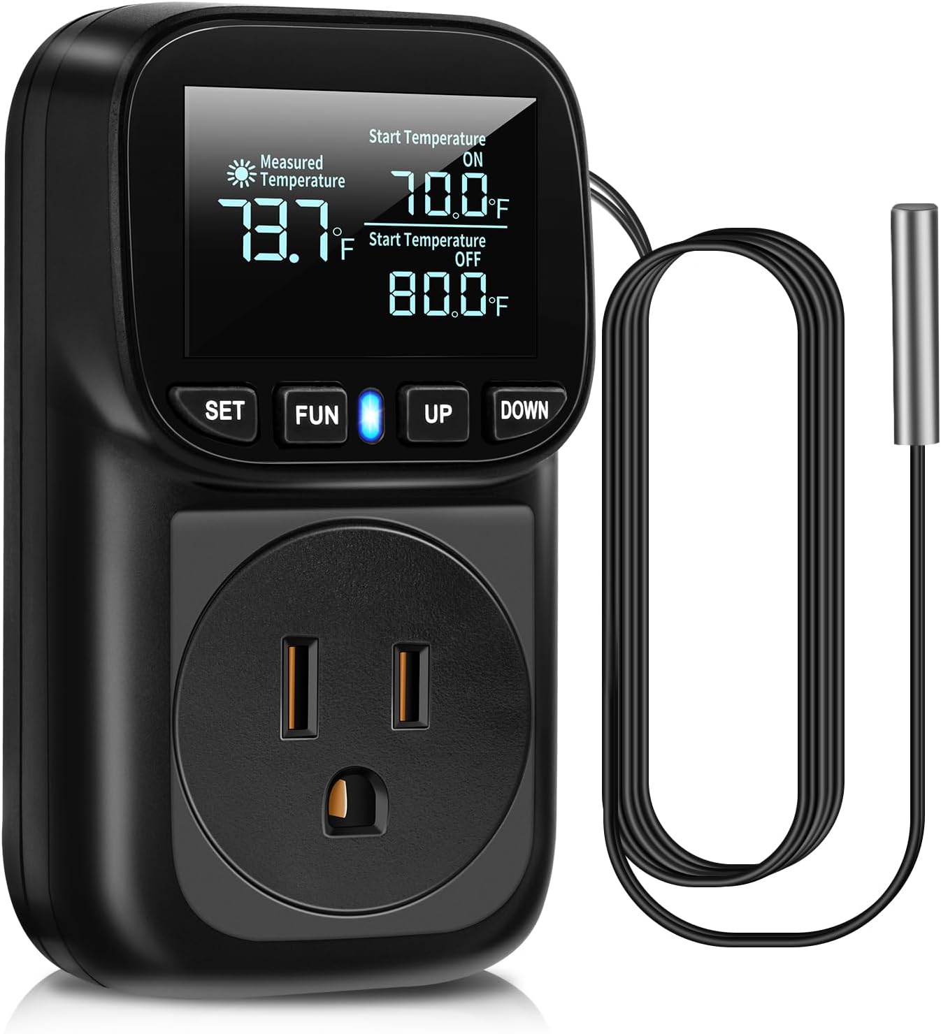 1800W Digital Temperature Controller Outlet - Heating/Cooling Mode