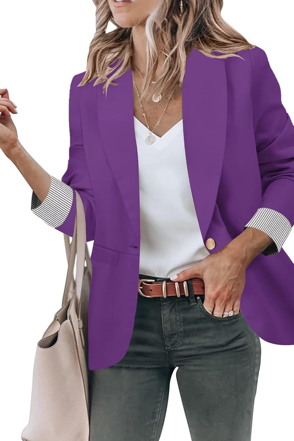 Genhoo Blazer Jackets for Women - Stylish Open Front Design