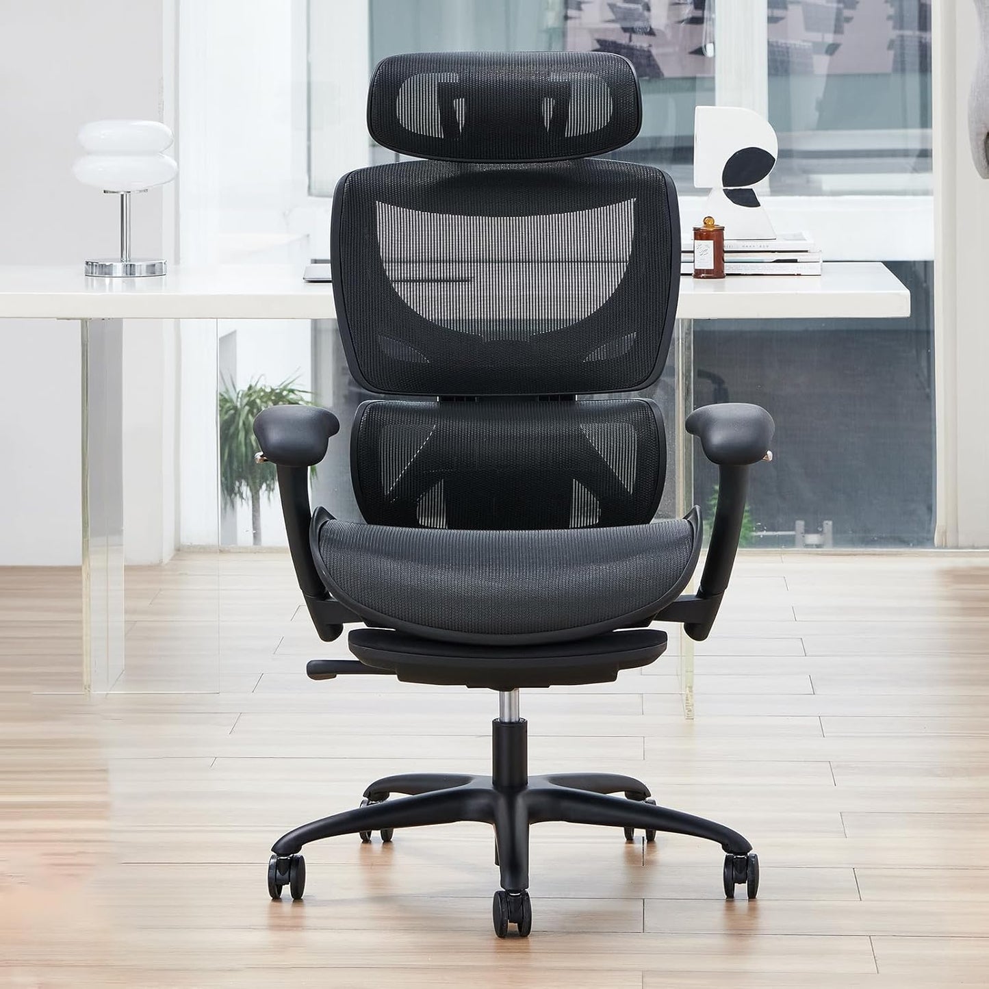 COLAMY Ergonomic Mesh Office Chair with Footrest for Comfort