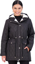Diamond-Quilted Anorak Jacket with Faux Fur Lining - Cozy Winter Coat