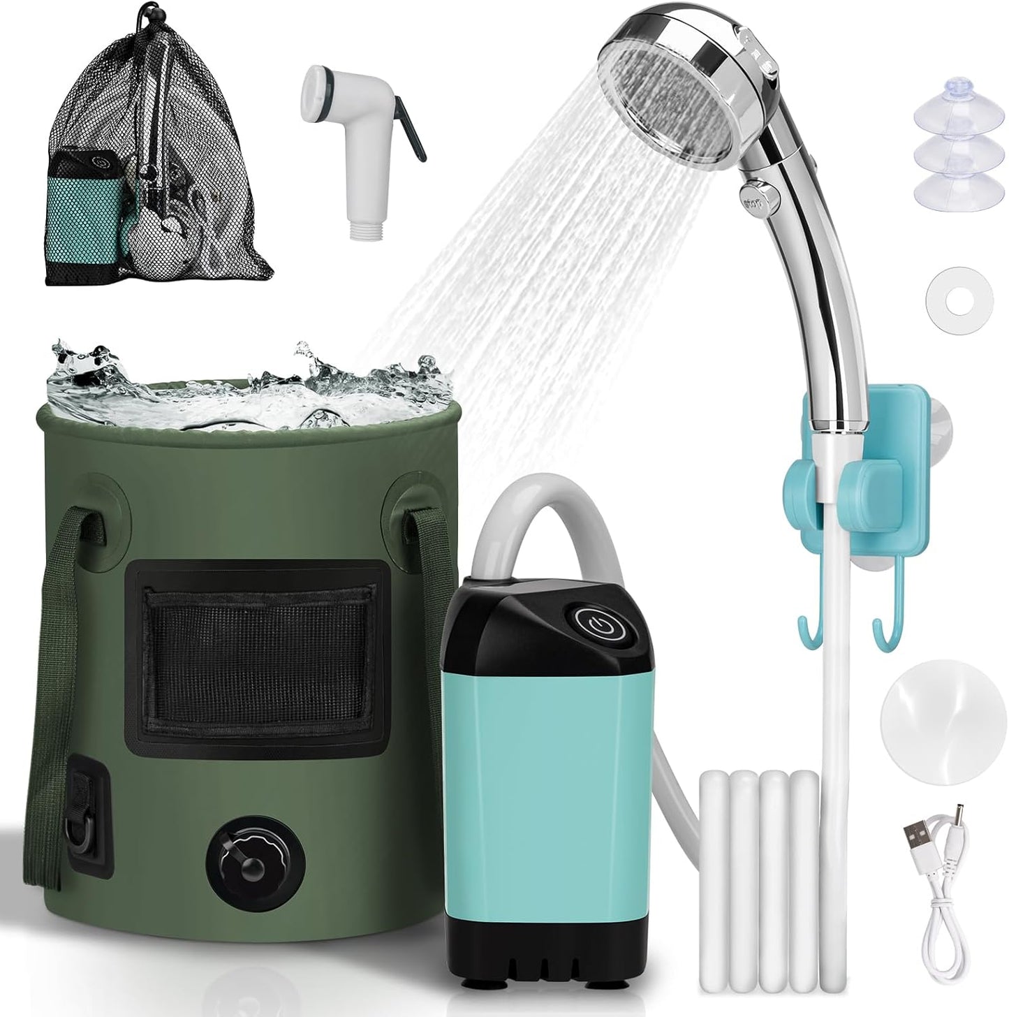 Portable Shower Tent with LED Lights