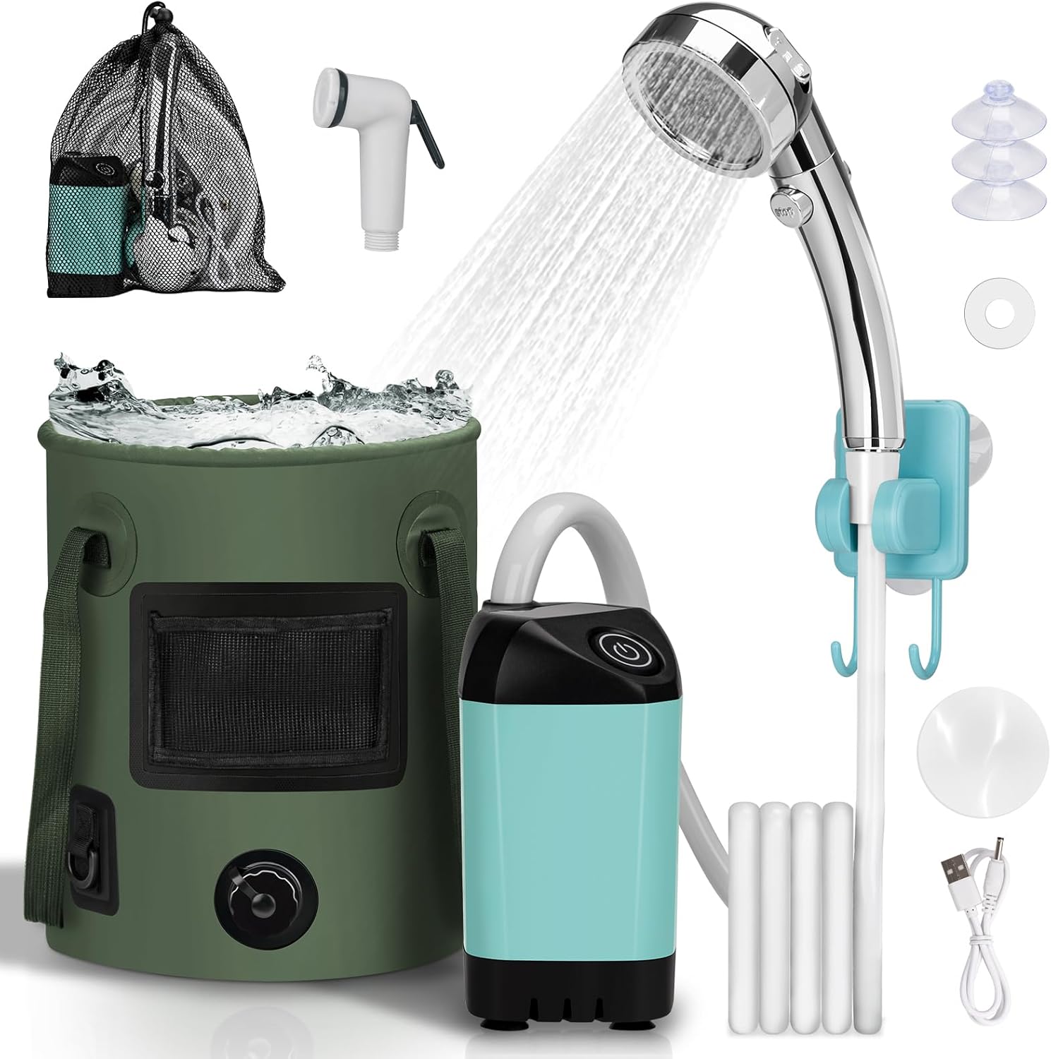 Portable Shower Tent with LED Lights