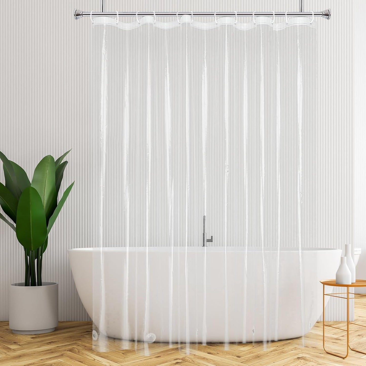 Extra Long Clear Shower Curtain Liner, Rustproof Grommets, 5 Magnets