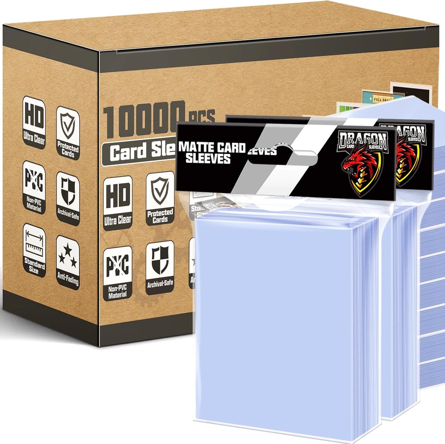 Kitoyz 10000 Counts Card Sleeves for Trading Cards and More