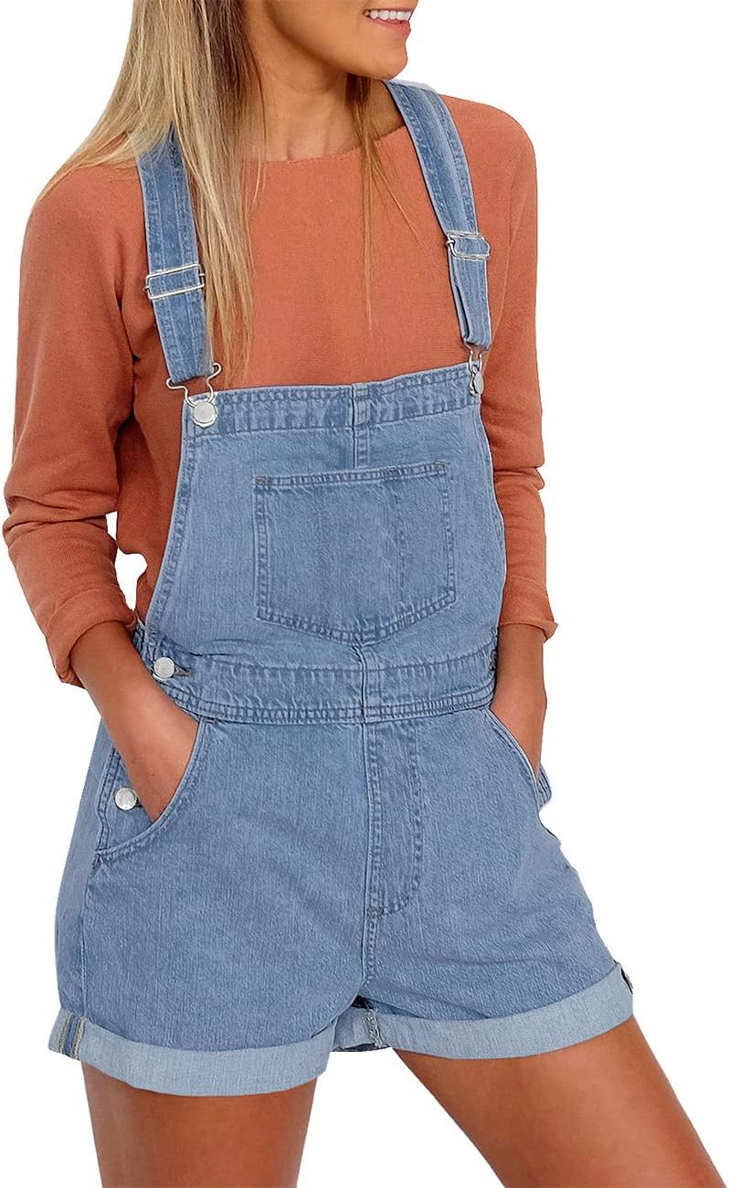Vetinee Women's Classic Adjustable Straps Denim Bib Overalls