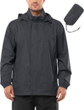 Men's Rain Jacket Waterproof Packable Rain Shell - Lightweight Hood