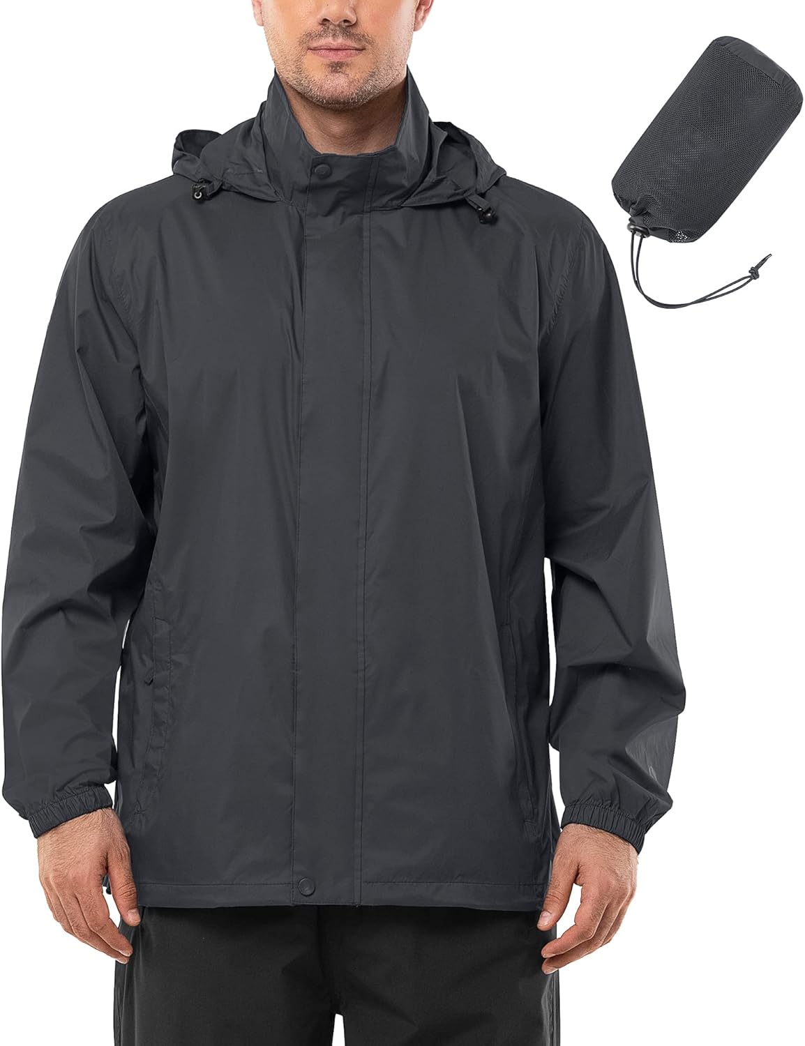 Outdoor Ventures Men's Rain Jacket Waterproof Lightweight Packable