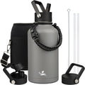 Half Gallon Insulated Water Bottle with Straw and 3 Lids