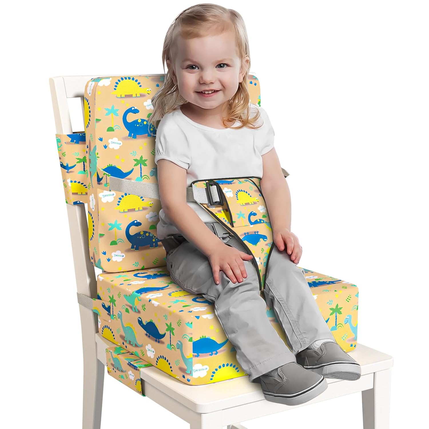 Toddler Booster Seat for Dining Table with Safety Buckles