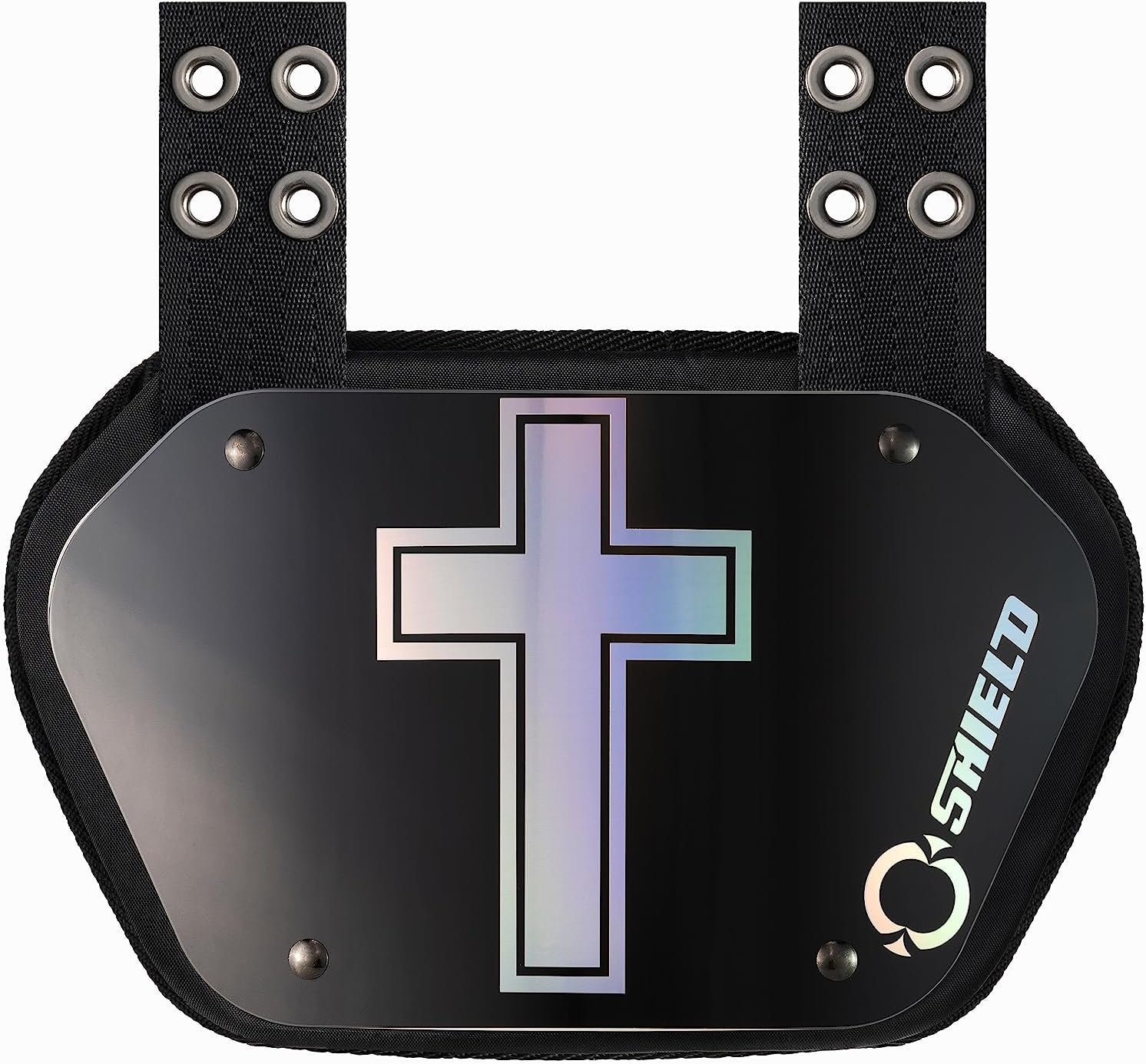 O Shield Golden Cross Chrome Football Back Plate for Protection