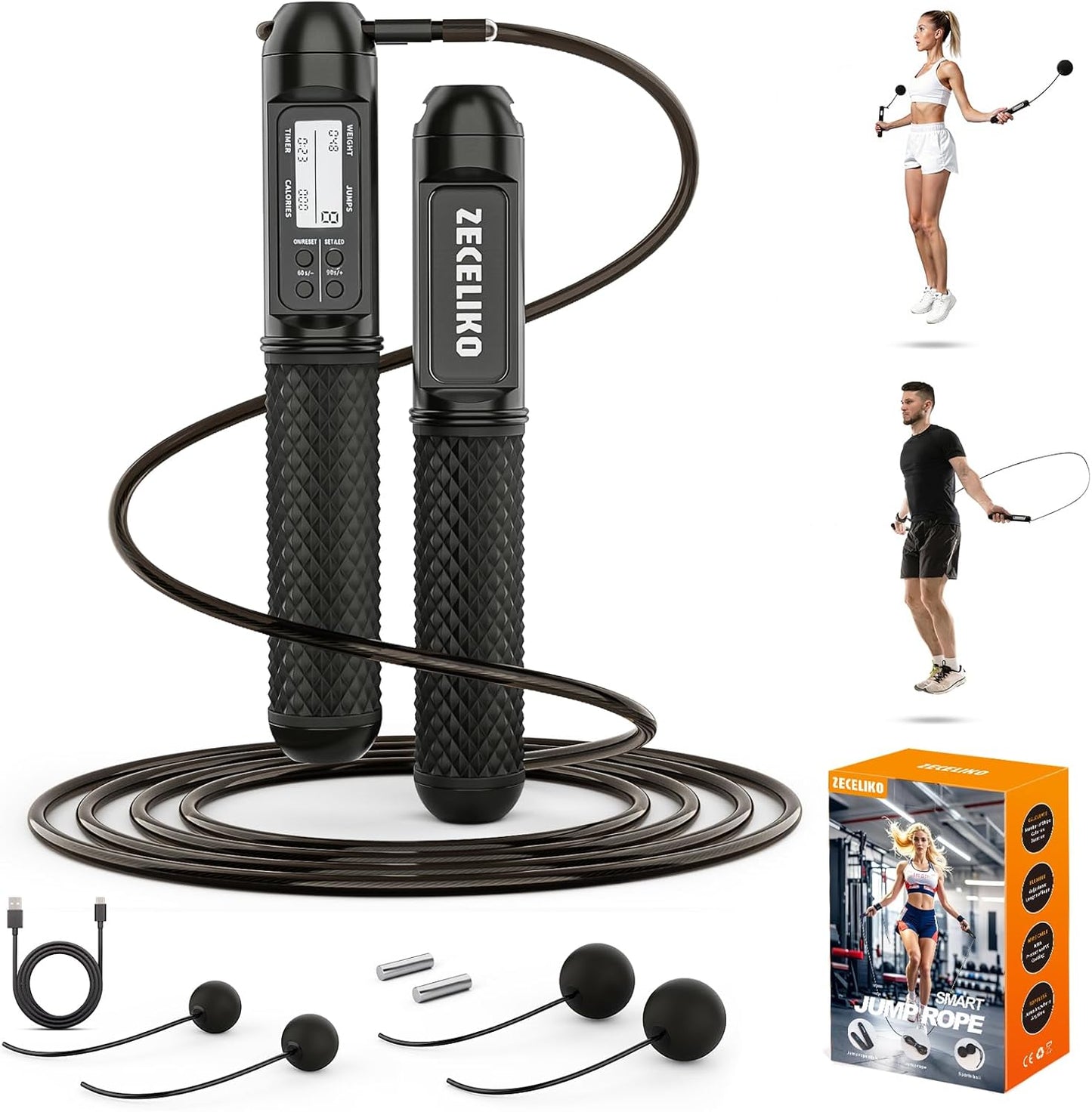 Smart Jump Rope with LED Display for Home Gym & HIIT Workouts