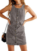 Yousify Womens Casual Sleeveless Denim Overalls Mini Dress