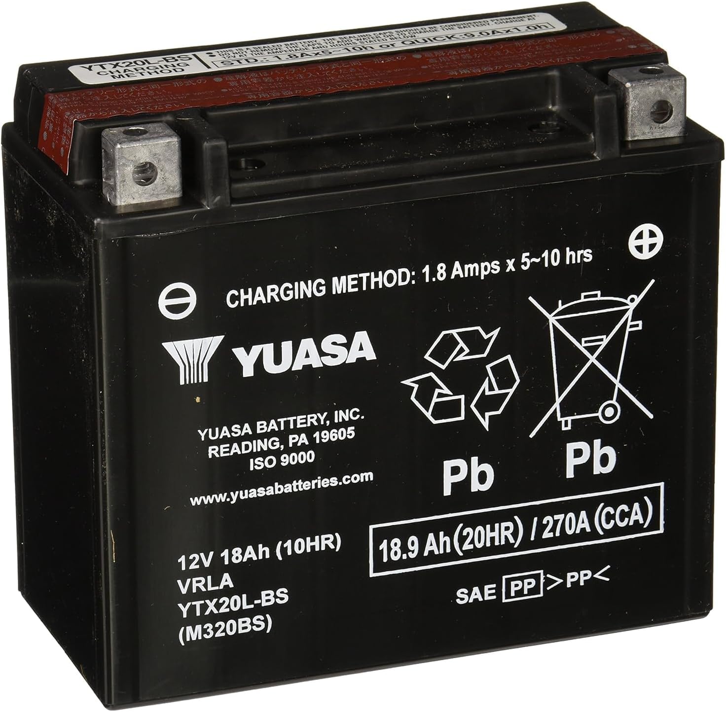 Yuasa YUAM320BS YTX20L-BS AGM Battery for Reliable Power