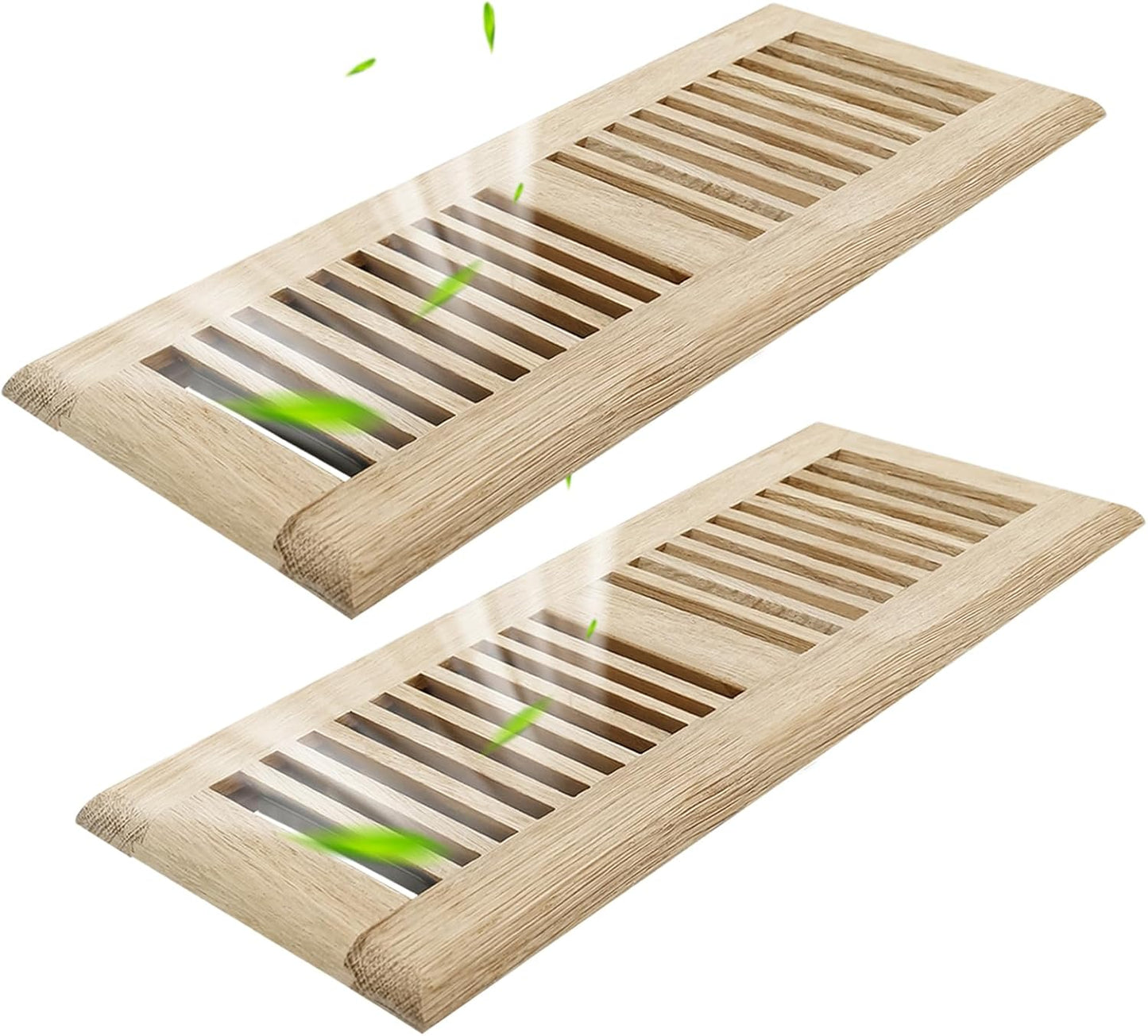 2PC 4x12 Inch White Oak Wood Floor Register Vents Cover