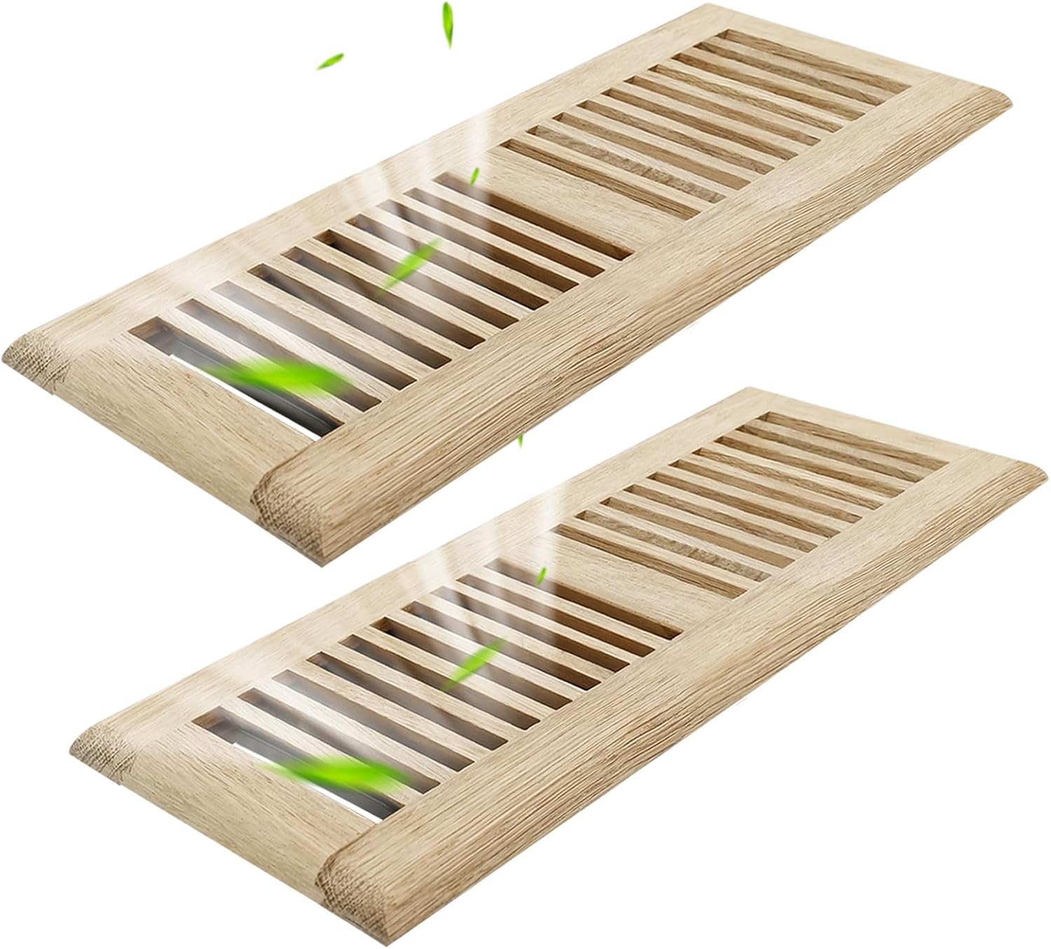 2PC 4x12 Inch White Oak Wood Floor Register Vents Cover