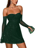 Women's Sexy Off Shoulder Mini Dress with Long Sleeves by Parthea