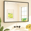 Black Framed Bathroom Vanity Mirror 40 x 30 in - Beveled Matte Finish
