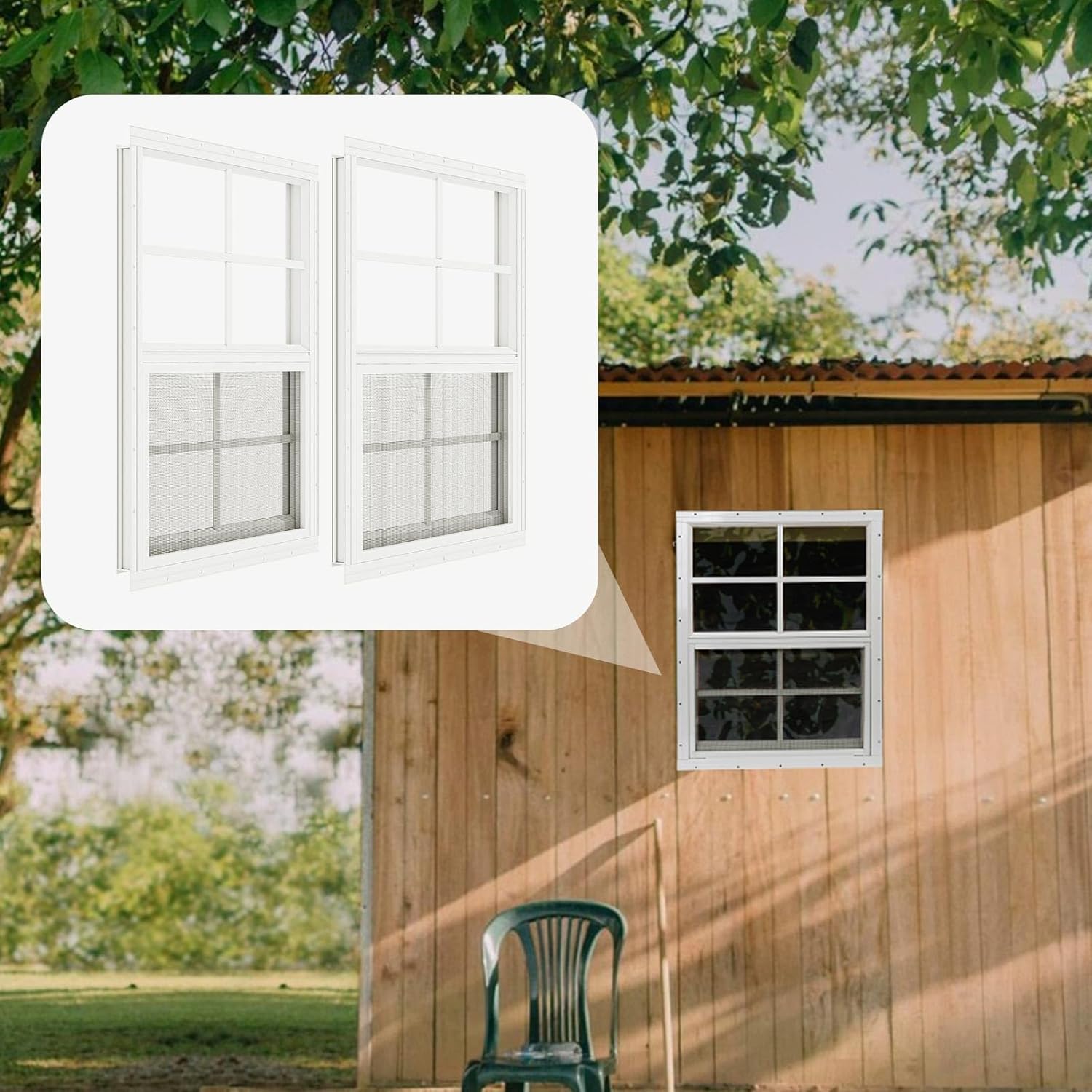 2 Pack Shed Windows with Tempered Glass for Outdoor Use