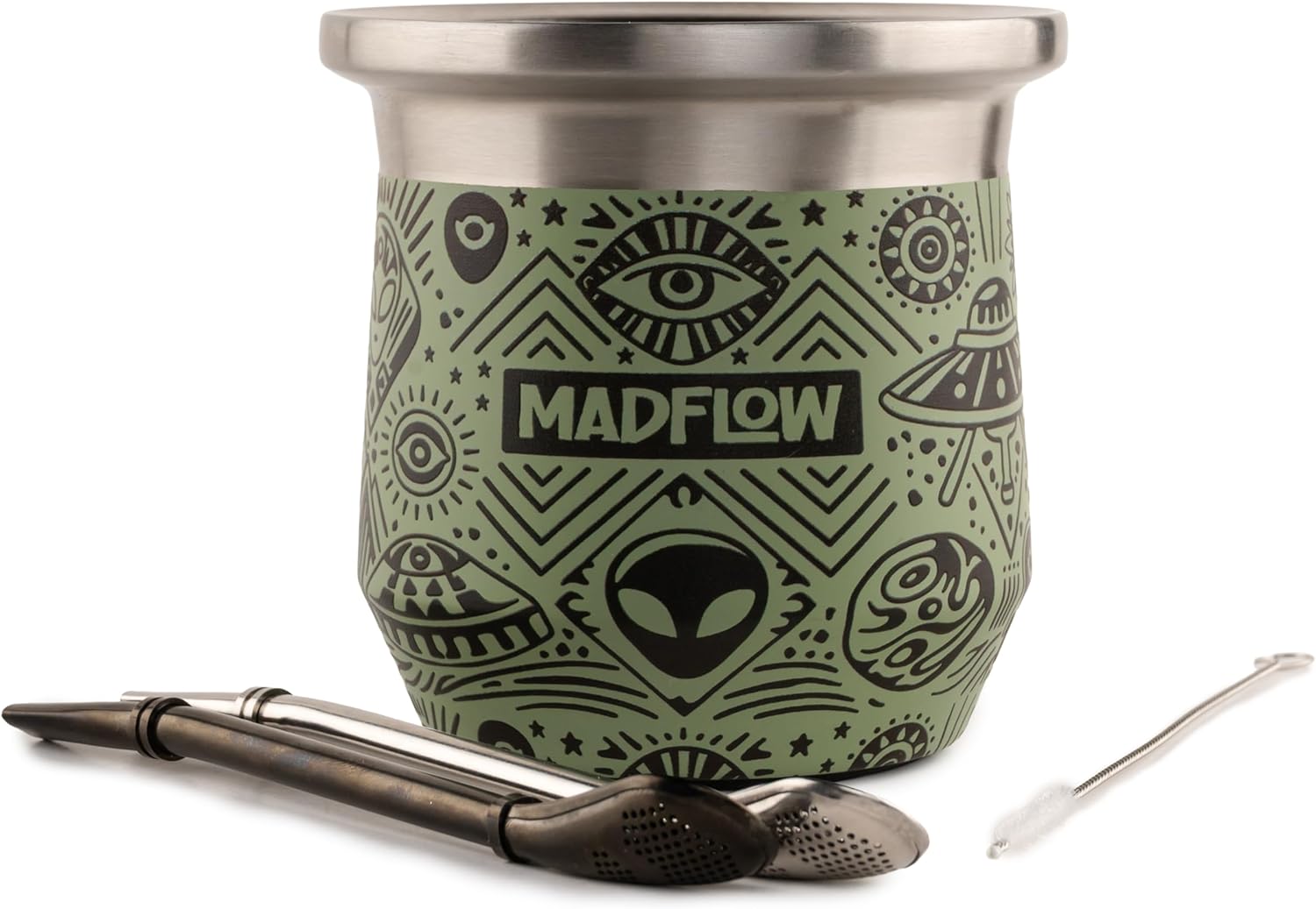 MADFLOW Yerba Mate Cup: Unique Stainless Steel Gourd Set